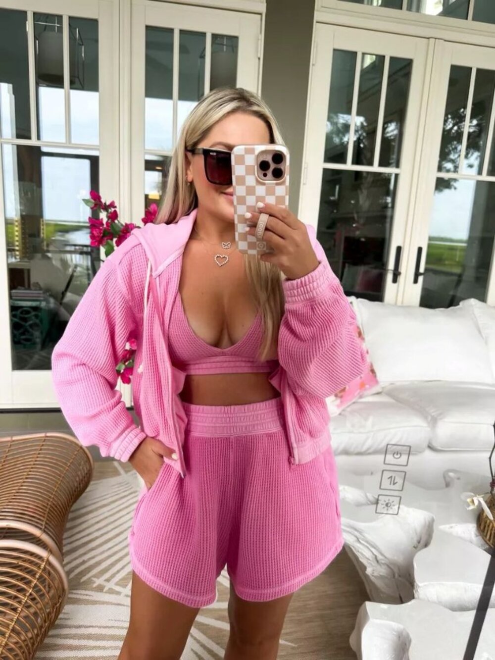 Aerie Waffle Bra & Shorts Set in Pink - Mauvewood